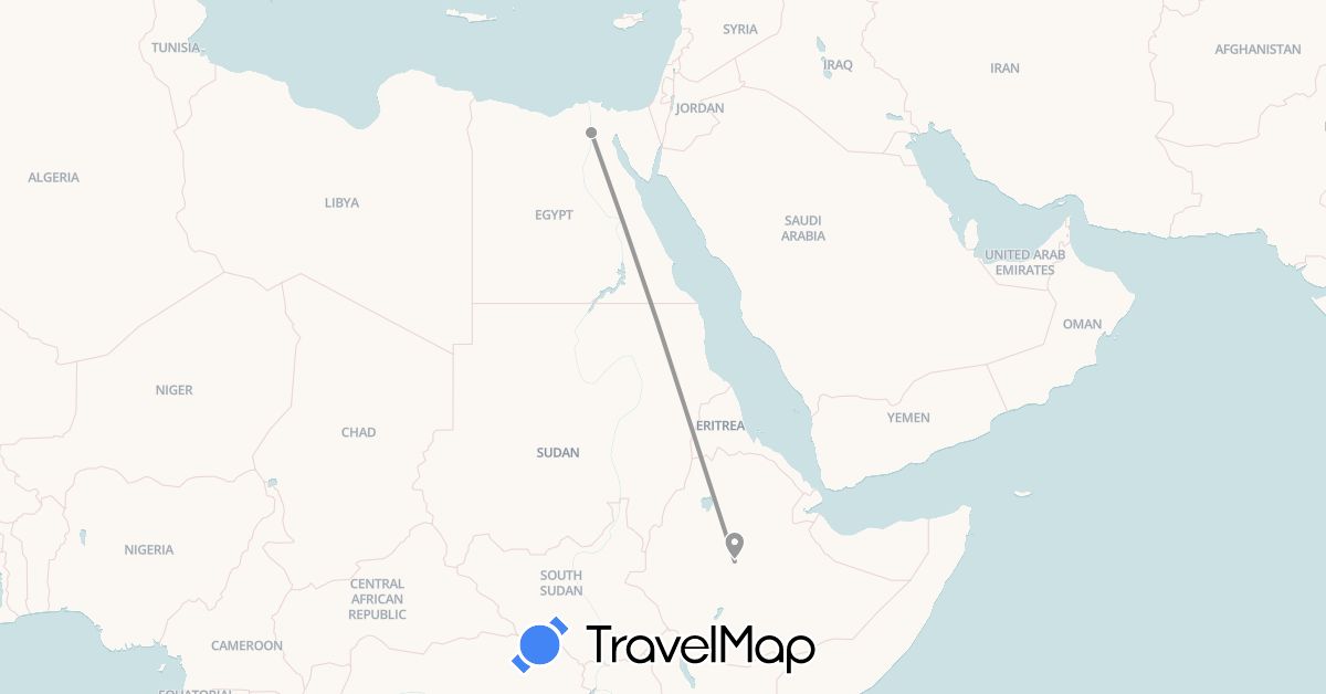 TravelMap itinerary: plane in Egypt, Ethiopia (Africa)